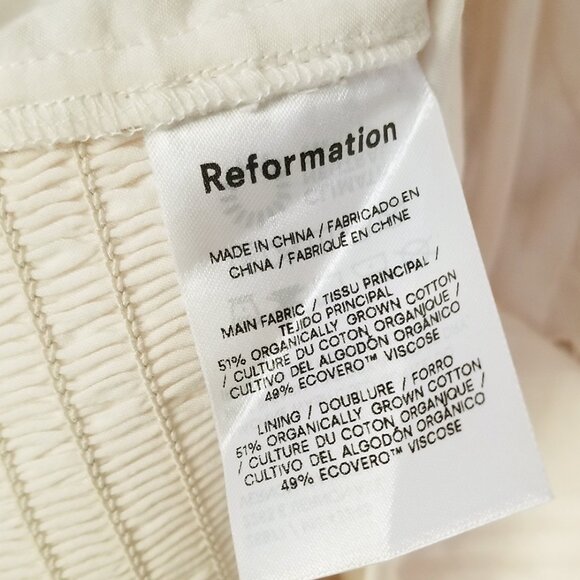 Reformation Isadora Top Blouse Eyelet Lace Trim Smocked Back Ivory Size 6 $148 - Picture 12 of 16